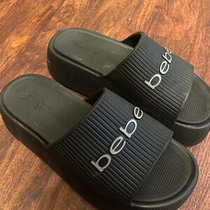 Bebe Black Platform Slides